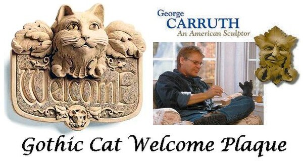 Gothic Cat Welcome Wall Plaque Sculpture